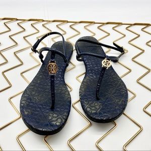 TORY BURCH BLUE LEATHER THONG GLADIATOR SANDAL 7.5